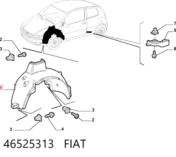 Підкрилок передній лівий Fiat Punto II