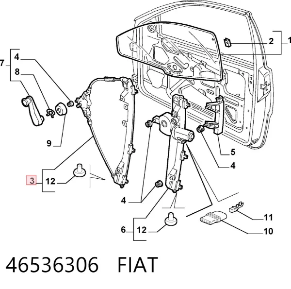 Склопідйомник передньої лівої двері 46536306 Fiat/Alfa/Lancia