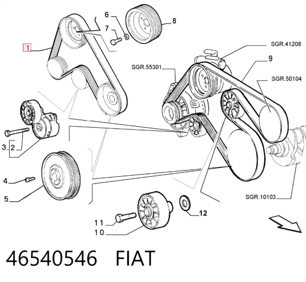 Ремінь генератора 46540546 Fiat/Alfa/Lancia
