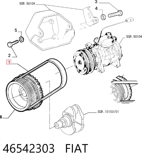Ремінь генератора 46542303 Fiat/Alfa/Lancia