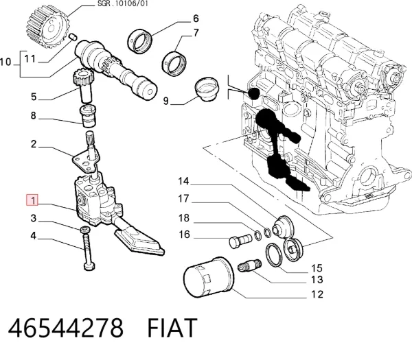 Масляний насос 46544278 Fiat/Alfa/Lancia