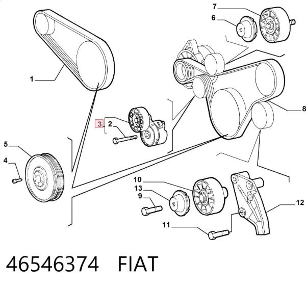 Натягувач приводного ременя 46546374 Fiat/Alfa/Lancia