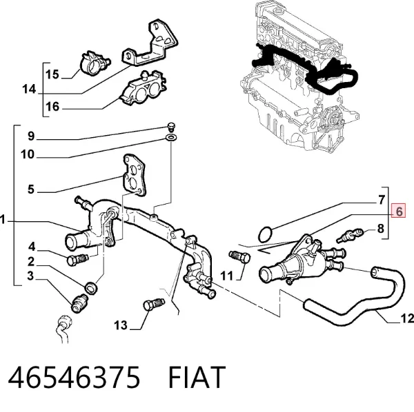 Корпус термостата 46546375 Fiat/Alfa/Lancia