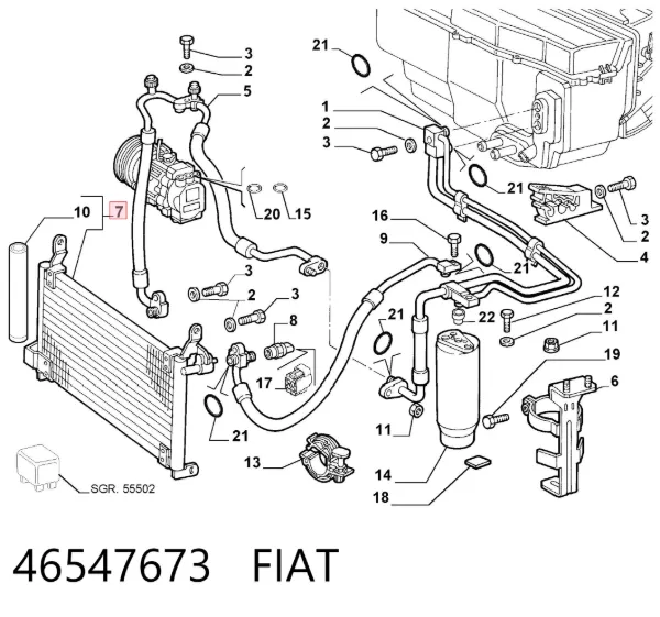 Радіатор кондиціонера 46547673 Fiat/Alfa/Lancia