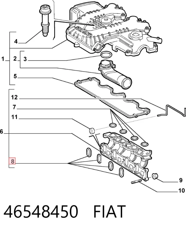 Прокладка впускного колектора, нижня 46548450 Fiat/Alfa/Lancia
