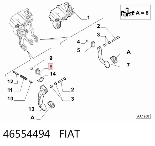 Кліпса педалі троса зчеплення 46554494 Fiat/Alfa/Lancia