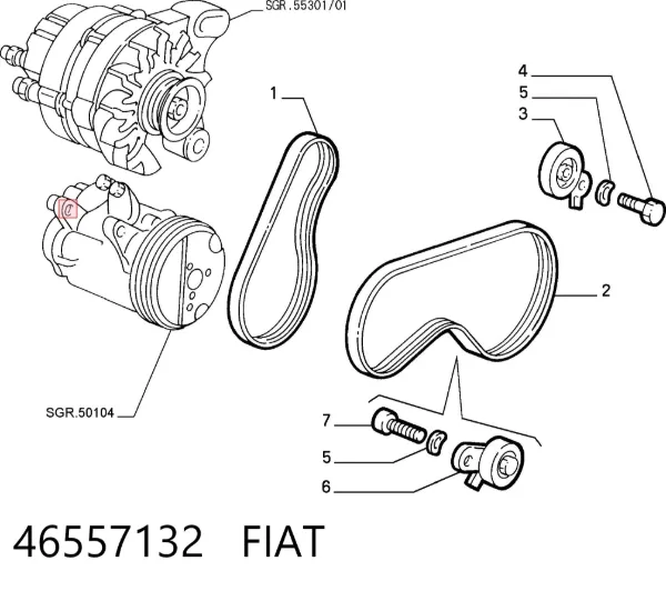 Ремінь генератора 46557132 Fiat/Alfa/Lancia