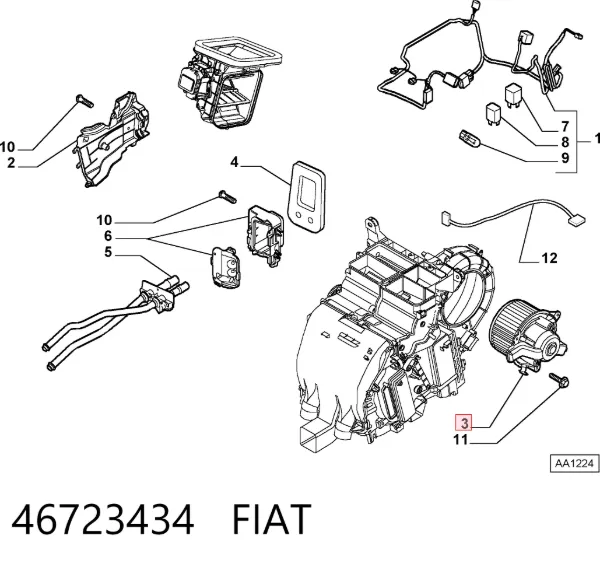 Вентилятора пічки 46723434 Fiat/Alfa/Lancia