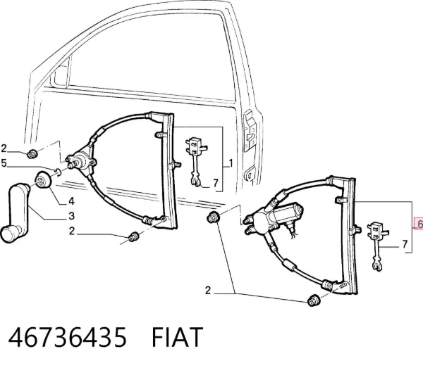 Склопідйомник передньої лівої двері 46736435 Fiat/Alfa/Lancia