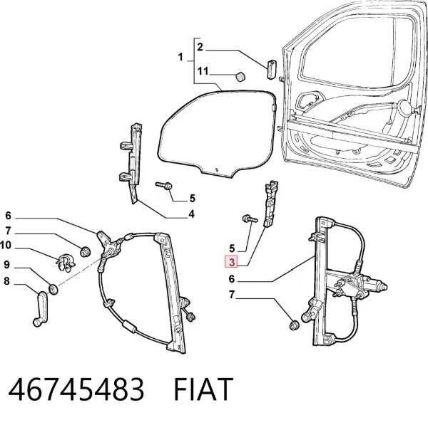 Направляюча скла рамки двері, передньої лівої 46745483 Fiat/Alfa/Lancia
