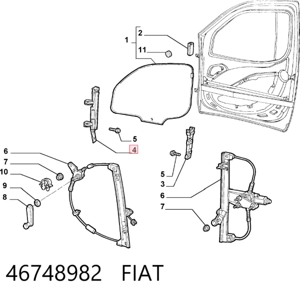 Направляюча скла рамки двері, передньої лівої 46748982 Fiat/Alfa/Lancia