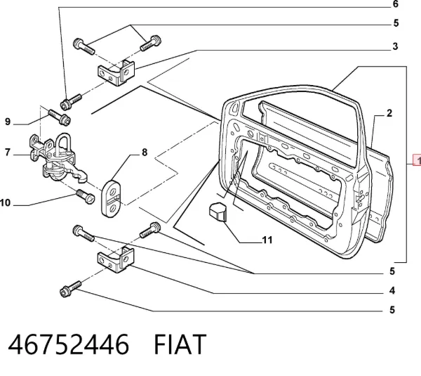 Двері праві передні 46752446 Fiat/Alfa/Lancia