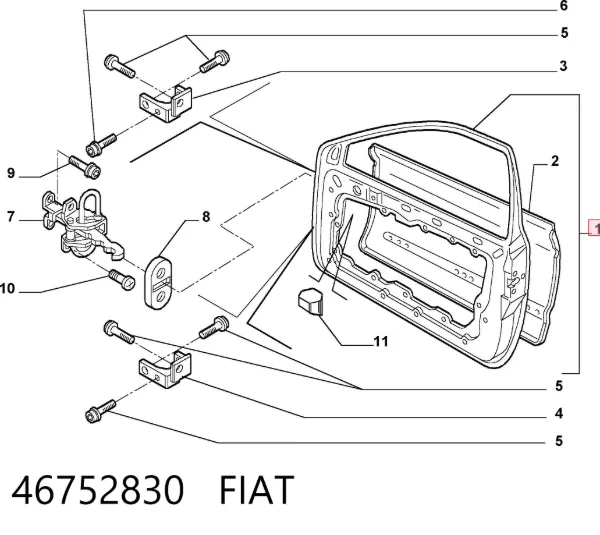 Двері праві передні 46752830 Fiat/Alfa/Lancia