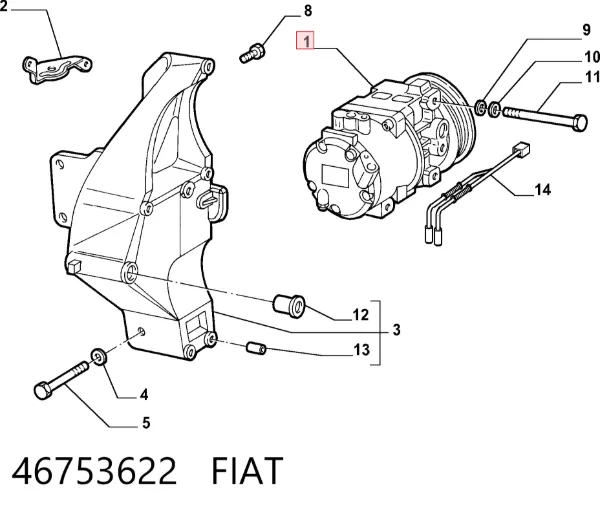 Компресор кондиціонера 46753622 Fiat/Alfa/Lancia