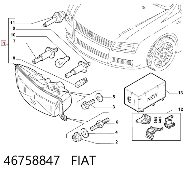 Фара ліва 46758847 Fiat/Alfa/Lancia