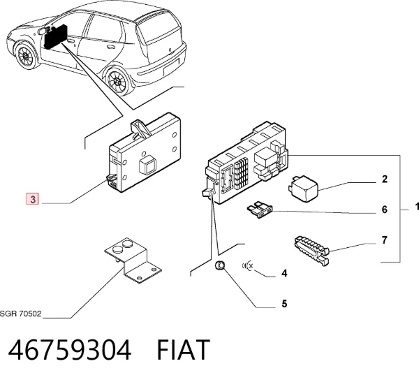 Модуль управління (ЕБУ) іммобілайзеру 46759304 Fiat/Alfa/Lancia