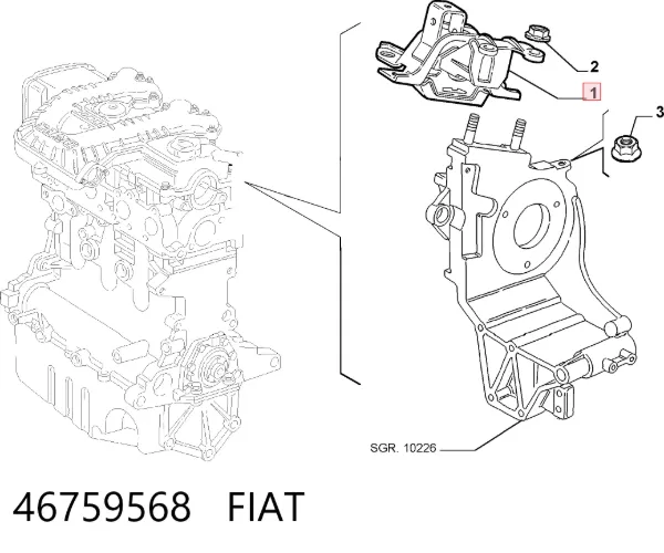 Подушка (опора) двигуна, права 46759568 Fiat/Alfa/Lancia