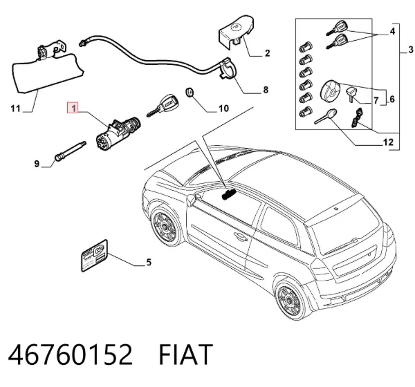 Механізм блокування керма 46760152 Fiat/Alfa/Lancia