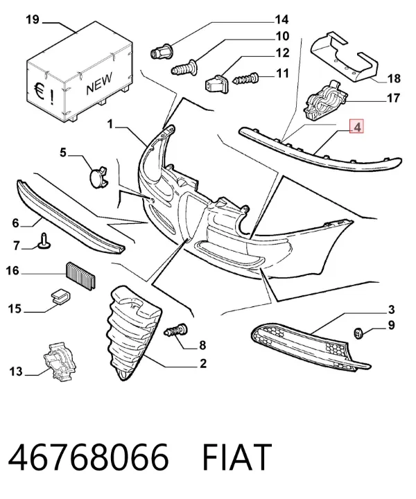 Молдинг переднього бампера, лівий 46768066 Fiat/Alfa/Lancia