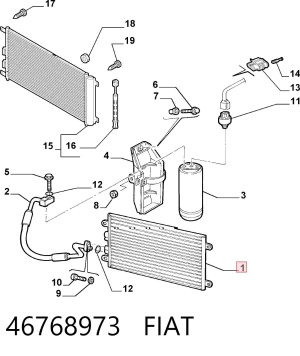 Радіатор кондиціонера 46768973 Fiat/Alfa/Lancia