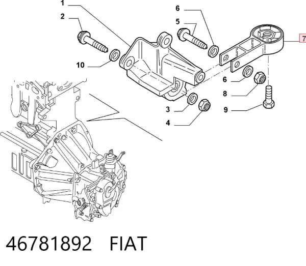 Подушка двигуна задня 46781892 Fiat/Alfa/Lancia