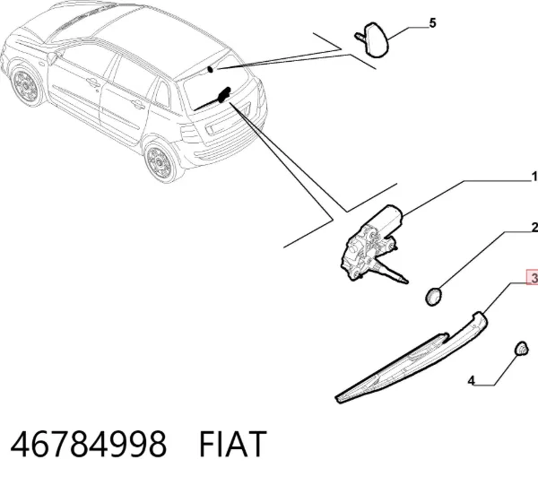 Важіль-поводок склоочисника заднього скла 46784998 Fiat/Alfa/Lancia