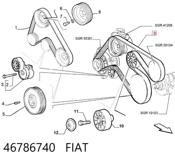 Ремінь генератора 46786740 Fiat/Alfa/Lancia