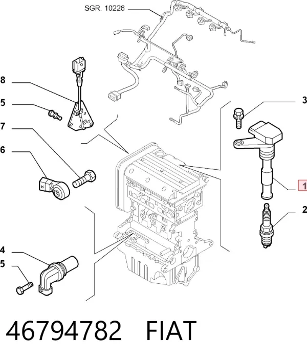 Котушка запалювання 46794782 Fiat/Alfa/Lancia
