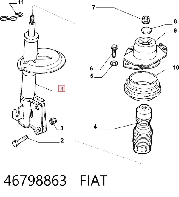 Амортизатор передній 46798863 Fiat/Alfa/Lancia