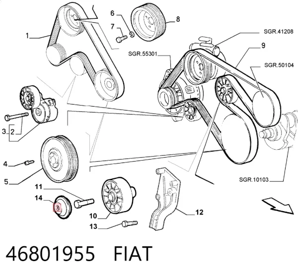 Ремінь генератора 46801955 Fiat/Alfa/Lancia