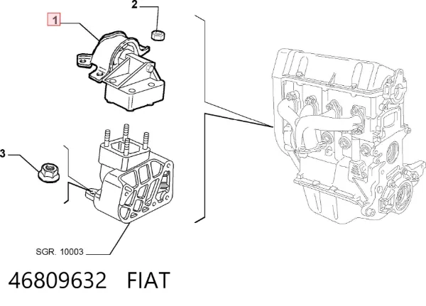 Подушка (опора) двигуна, права верхня 46809632 Fiat/Alfa/Lancia