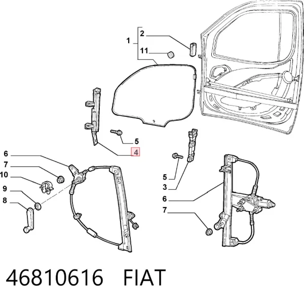 Направляюча скла рамки двері, передньої правої 46810616 Fiat/Alfa/Lancia