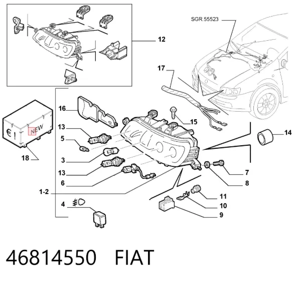 Фара права 46814550 Fiat/Alfa/Lancia