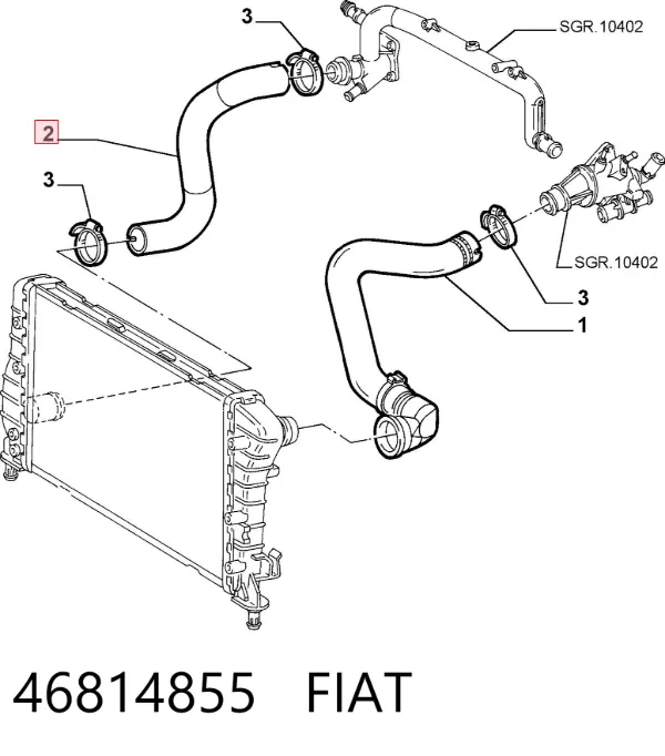 Шланг/патрубок радіатора охолодження, нижній 46814855 Fiat/Alfa/Lancia