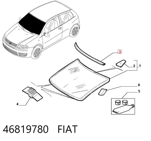 Ущільнювач лобового скла Fiat Punto II