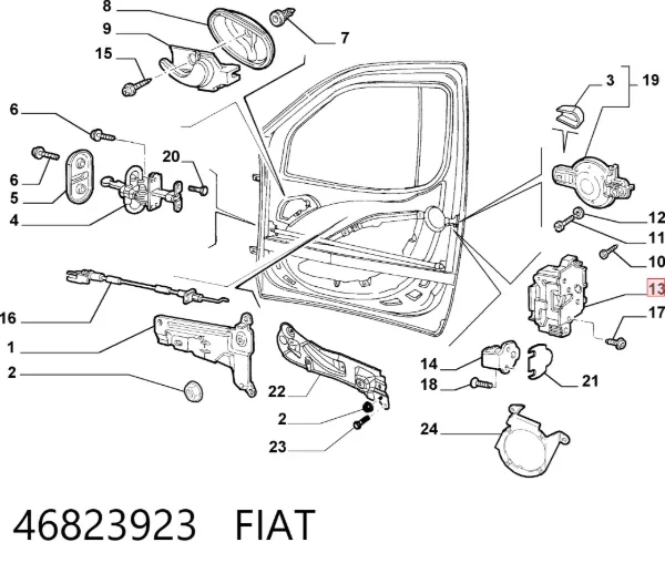 Замок дверки правої передньої 46823923 Fiat/Alfa/Lancia