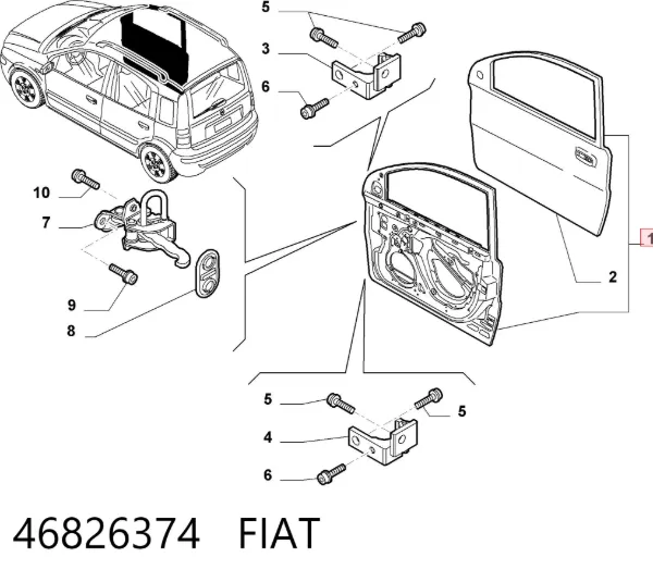 Двері праві передні 46826374 Fiat/Alfa/Lancia