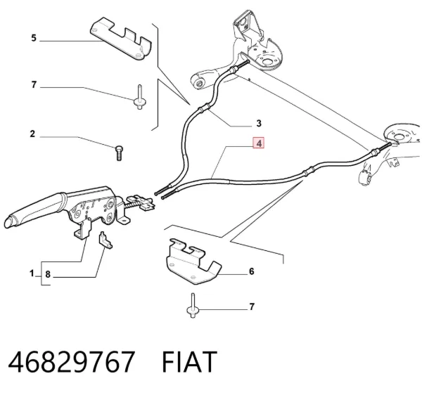 Трос ручного гальма задній, лівий 46829767 Fiat/Alfa/Lancia