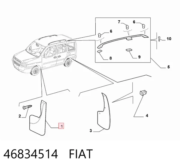 Бризковики передній, лівий 46834514 Fiat/Alfa/Lancia