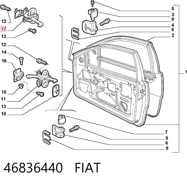 Обмежувач відкриття дверей, передній 46836440 Fiat/Alfa/Lancia