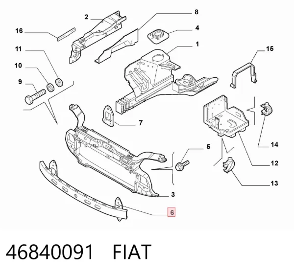 Підсилювач бампера переднього 46840091 Fiat/Alfa/Lancia