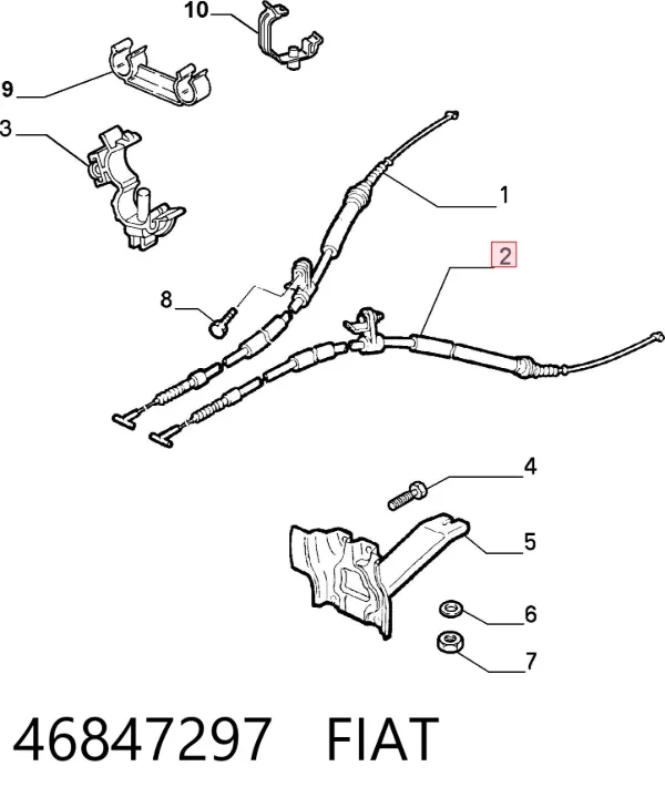 Трос ручного гальма задній, лівий 46847297 Fiat/Alfa/Lancia