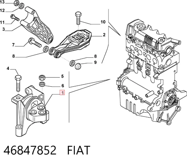 Подушка (опора) двигуна, права передня 46847852 Fiat/Alfa/Lancia