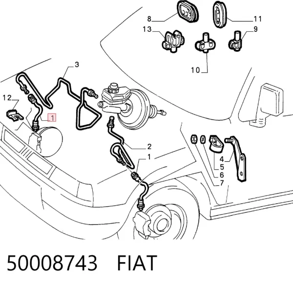 Гальмівні шланги передні 50008743 Fiat/Alfa/Lancia