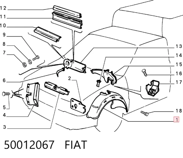Підкрилок передній лівий Fiat Fiorino 146 Uno