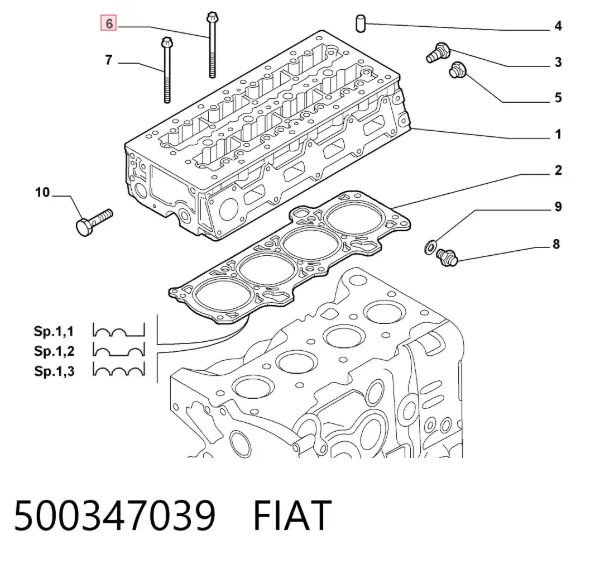 Болт ГБЦ 500347039 Fiat/Alfa/Lancia
