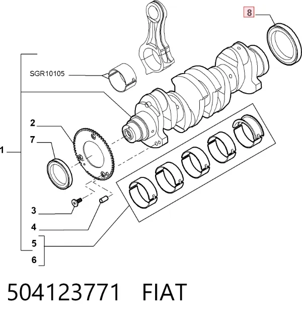 Сальник колінвала задній 504123771 Fiat/Alfa/Lancia