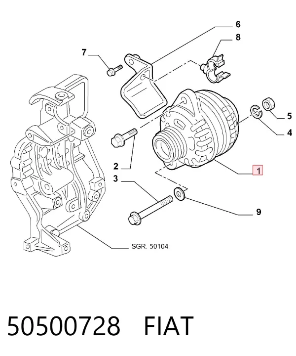Генератор 50500728 Fiat/Alfa/Lancia