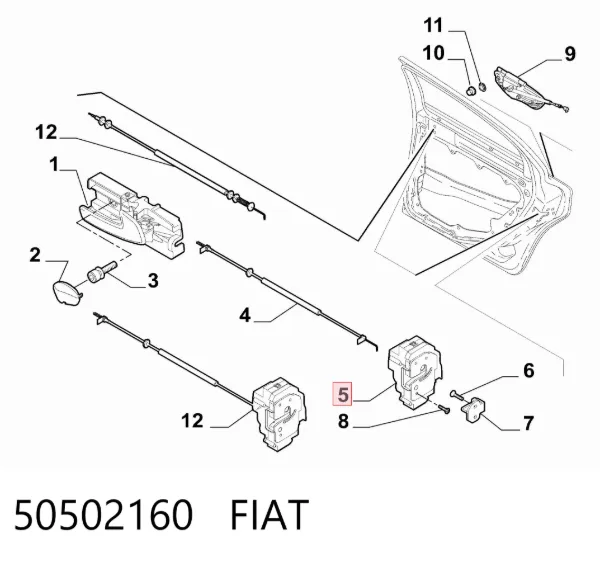 Замок задньої двері, лівої 50502160 Fiat/Alfa/Lancia