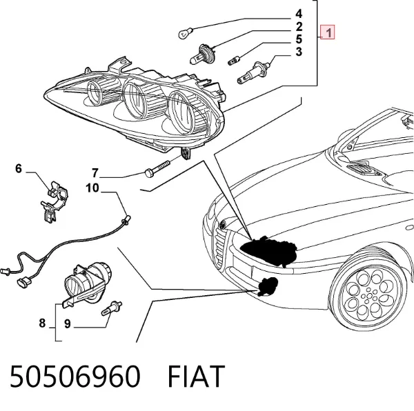 Фара права 50506960 Fiat/Alfa/Lancia